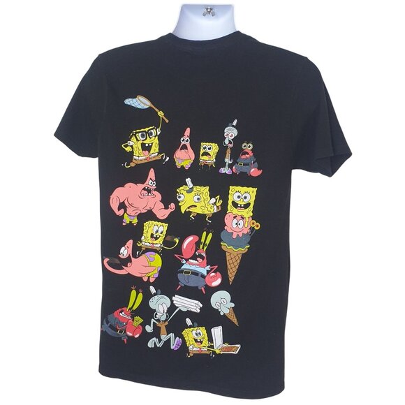 Nickelodeon SpongeBob SquarePants Tee M Black Patrick  Graphics Unisex Cartoon - Picture 2 of 5